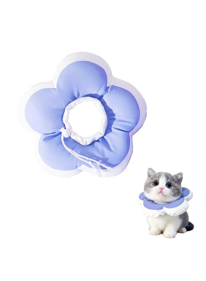 القط زهرة الياقات الناعمة ، قابل للتعديل بعد الجراحة القط زهرة الياقات ، لطيف للماء استعادة الياقات ، للحيوانات الأليفة لوقف لعق ( الزهور الزرقاء الصغيرة ) - Image 1